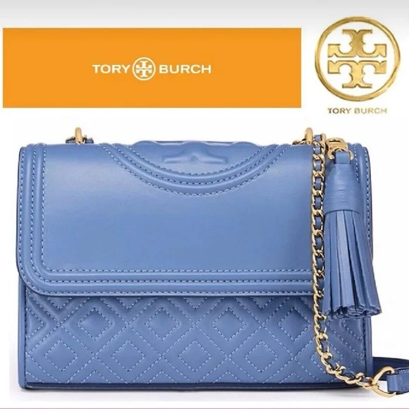 Tory Burch Fleming periwinkle small leather convertible crossbody bag lotus blue - Picture 16 of 16